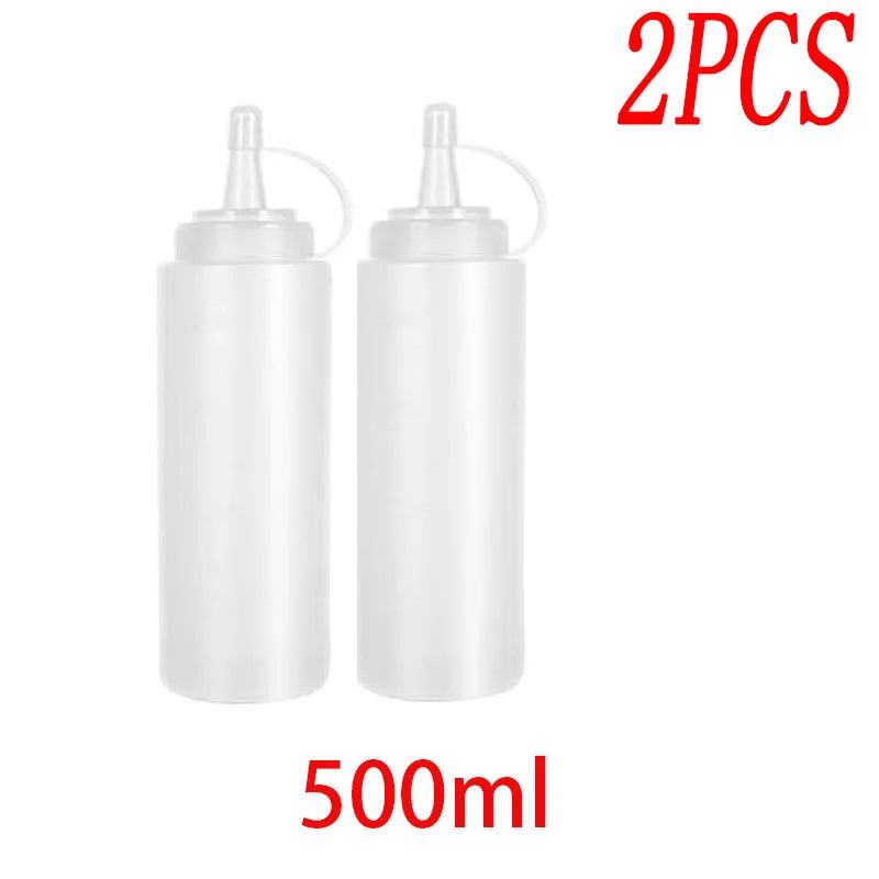 Large Squeeze Condiment Bottles with Nozzles Ketchup BBQ Sauces