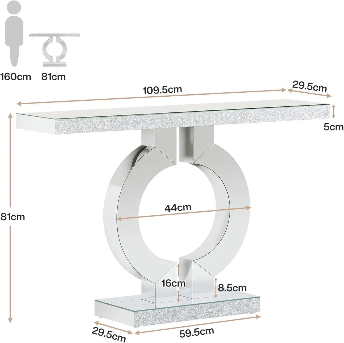 Tribesigns 43.3-Inch (110cm)Mirrored Console Table