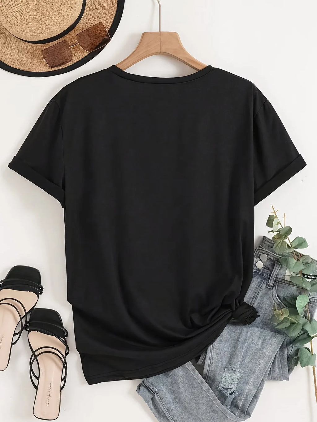 Vintage Just Breathe Dandelion T-shirt V Neck Casual Fashion Y2k Printed T Shirts Women Short Sleeve Tee Shirt V-Neck Summer