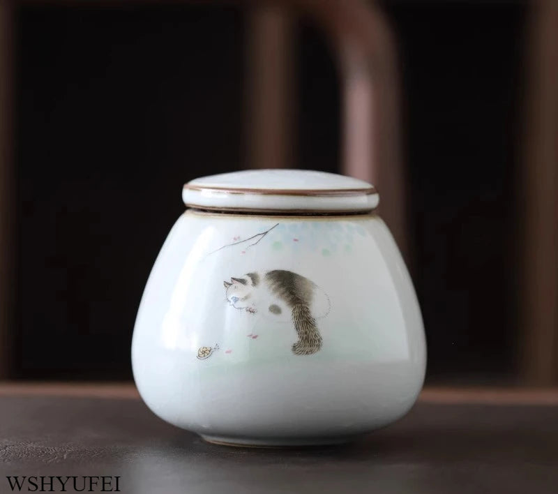 Urns for Ceramics Ashes Sealed Cremation Funeral Keepsake Human Pet Memorial Suitable Home Fireplaces Burial Ash Urn Cat