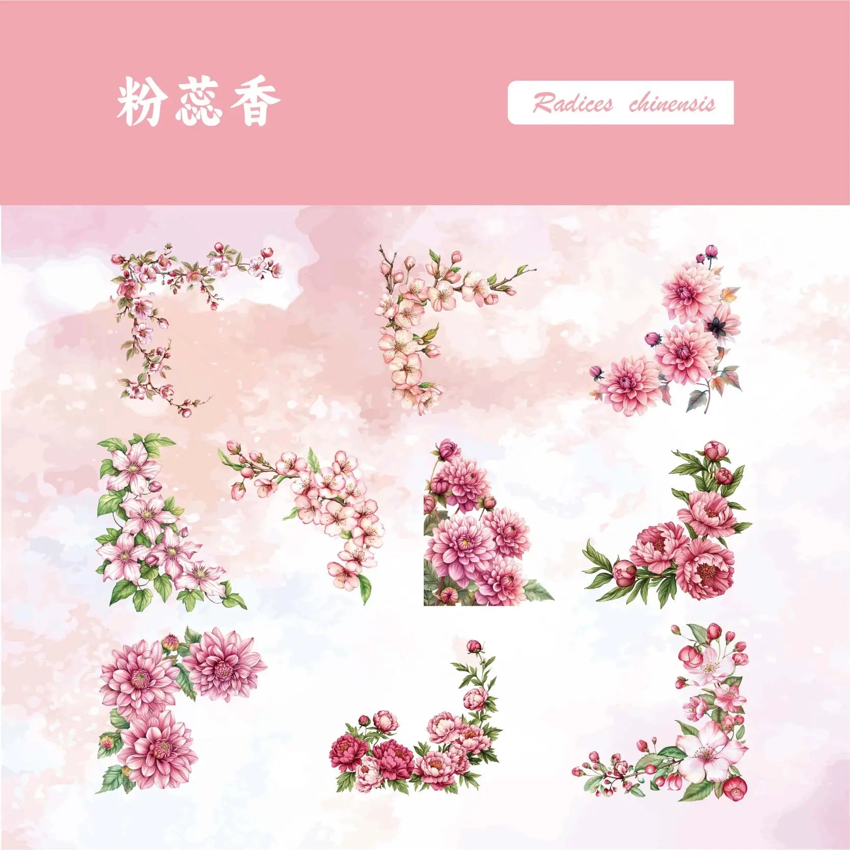 20pcs light retro PET flower corner stickers art collage Junk Journal decoration scrapbook diary album school stationery