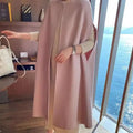 [EWQ] Korean Elegant Vintage O Neck Shawl Loose All Match Medium Length Cardigan Woolen Vest Women 2025 Autumn Winter 16U7318