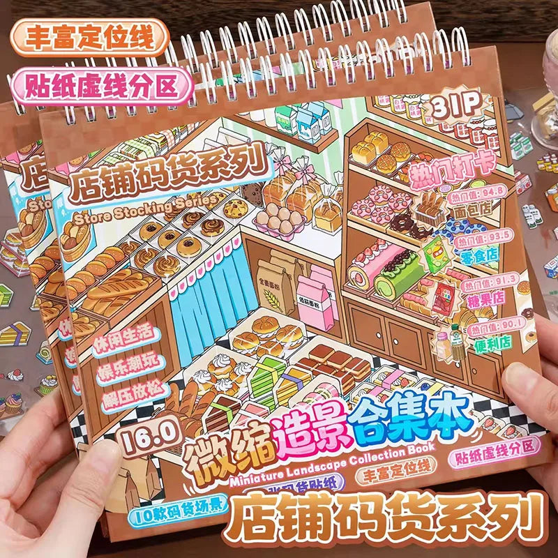 Kawaii Store Code Goods Series Sticker Scene Collection 3D Scene Book DIY Handmade Sticker Home Decoration Party Sticker Gifts