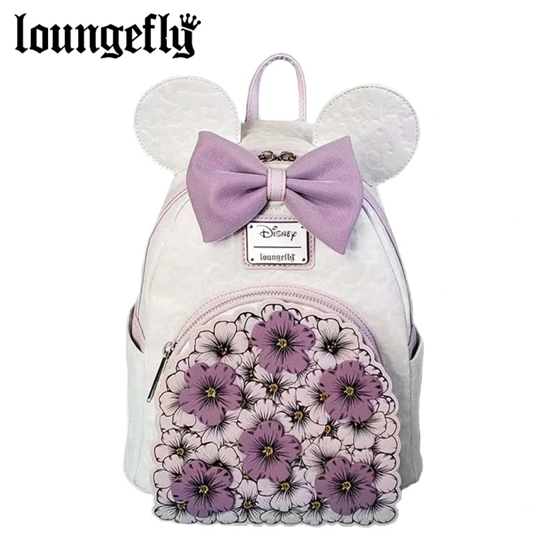 Mickey and Minne Floral Marie Cat Mini Backpack Womens Double Strap Shoulder Bag Purse Double Shoulder Backpack Gift