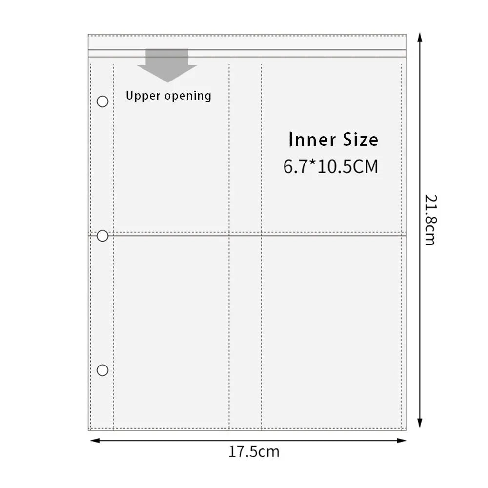 A5 3/7 Ring Photocards Binder Sleeve 1/2/4/6 Pockets Clear Acid Free 6x4 Photo Album Refill Pages Trading Card Postcard Sleeve