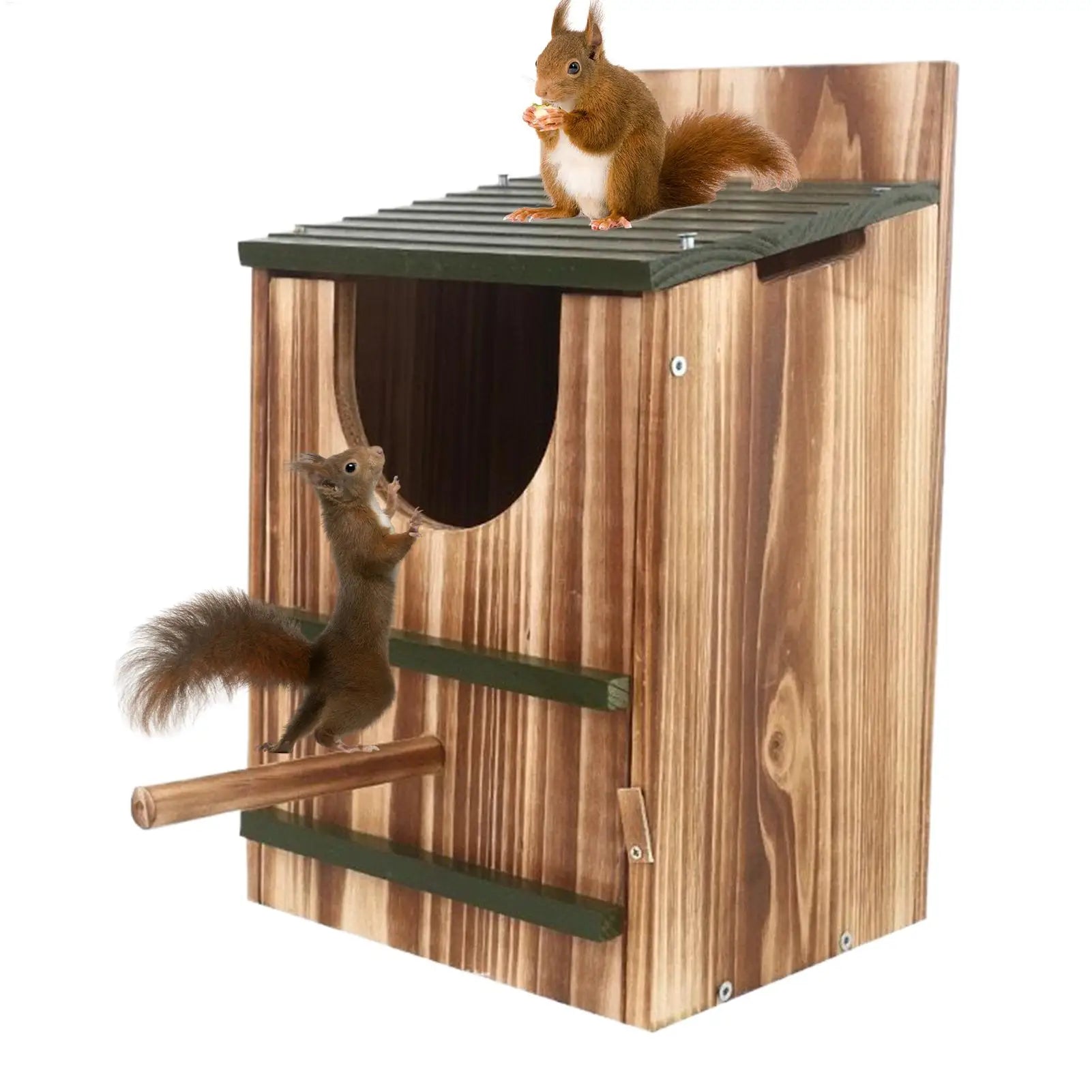 Owl Box Wooden Bird House Waterproof Carbonized Shelter for Garden Outdoor Window Squirrel Pigeon Hummingbird Nesting Home Decor