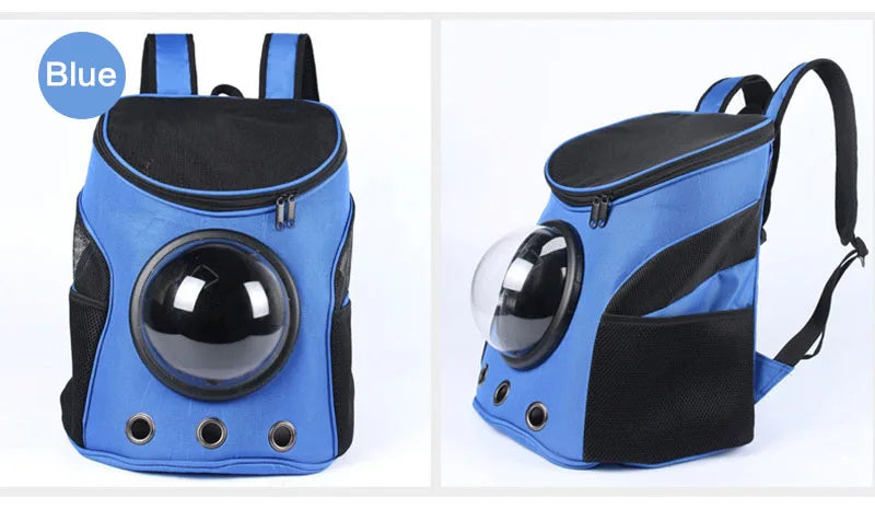 Fat Cat Backpack Carrier Denim Pet Backpack with Space Capsule Bubble for Small Medium Cats Puppy Dog Backpack for Travel Hiking