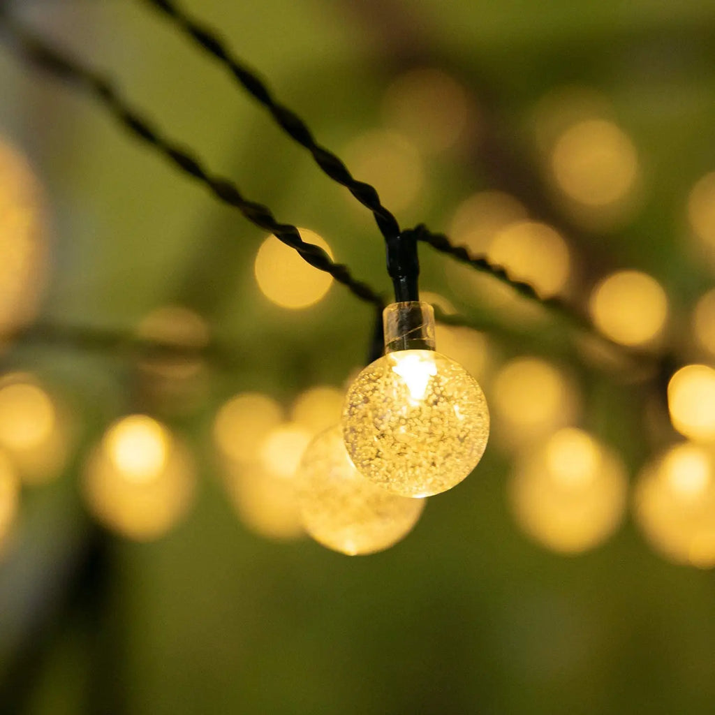 Solar String Lights Outdoor Crystal Globe Lights Waterproof Solar