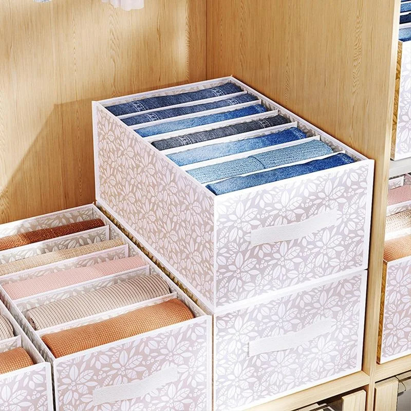 Jeans Compartment Storage Box Closet Clothes Drawer Separation Box Underwear Pants Drawer Divider Bra Socks T-shirt Organizer