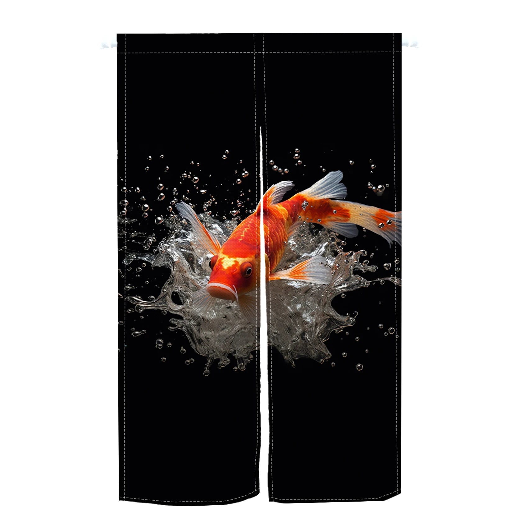 Japanese Koi Fish Door Curtain Fengshui Kitchen Bedroom Linen Doorway Curtain Entrance Hanging Half Curtain Partition Curtain
