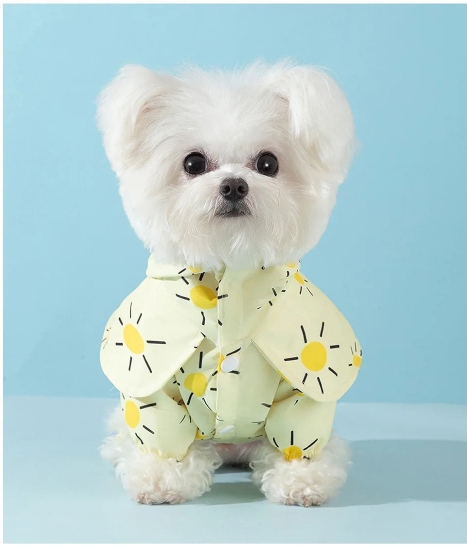 Waterproof Pet Hooded Rain Poncho Pet Puppy Dog Raincoat Colourful Sun Poncho Model Outdoor Walking Dog Rainy Shenqi