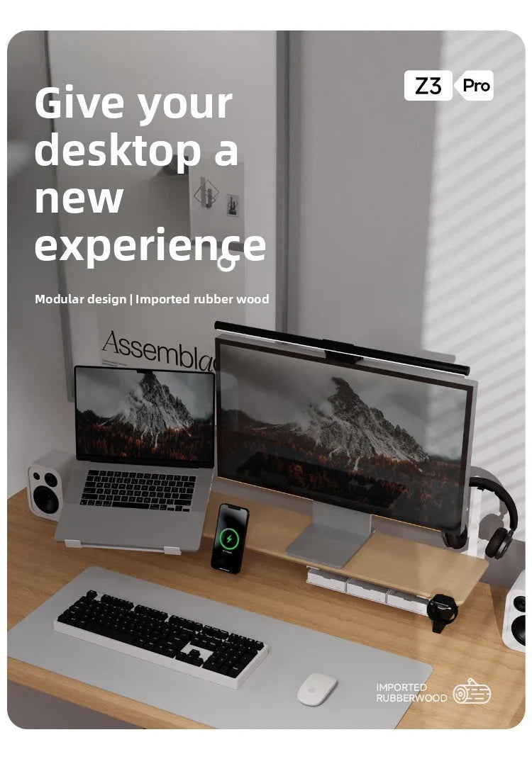 Modern Solid Wood Monitor Stand Riser Modular Computer Desk Organizer Ergonomic Computer Tables Z3 Pro Home Office System