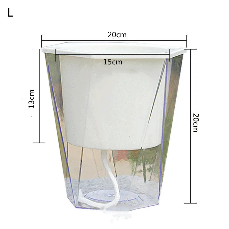 Flower Plant Pot Self Watering Planter Transparent Planting Flower Pot Water Storage Basin Stock Garden Supplies Home Decor FU