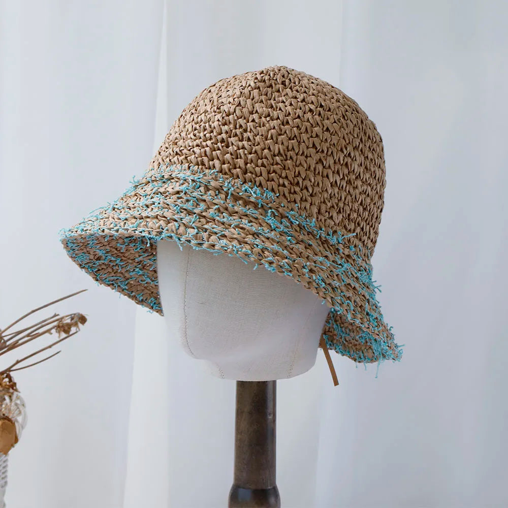 Y2K Beach Korean Straw Hat Summer Women Visor Bucket Hat Fisherman