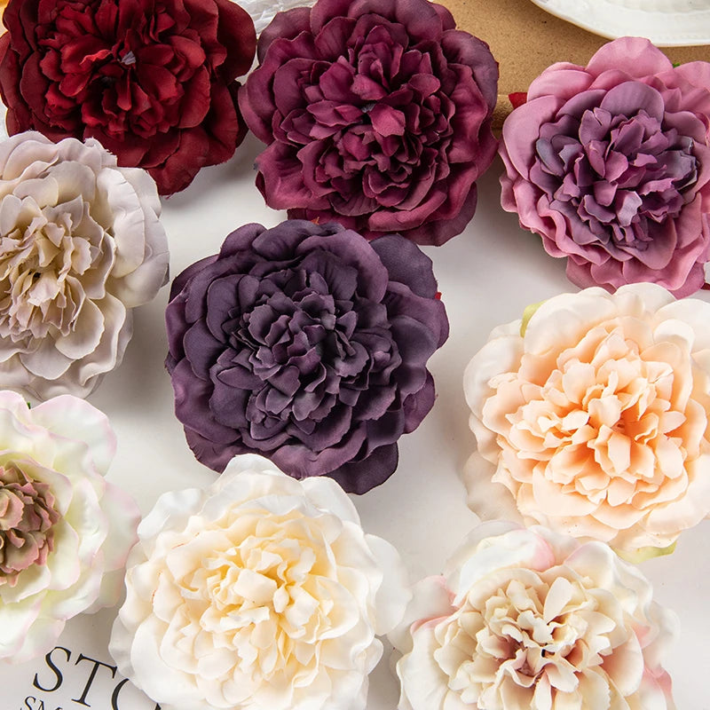 5/10Pcs Silk Dahlias Artificial Flower Home Decor Wedding Diy Rose Arch Christmas Garland Material Fake Peony Bridal Accessories