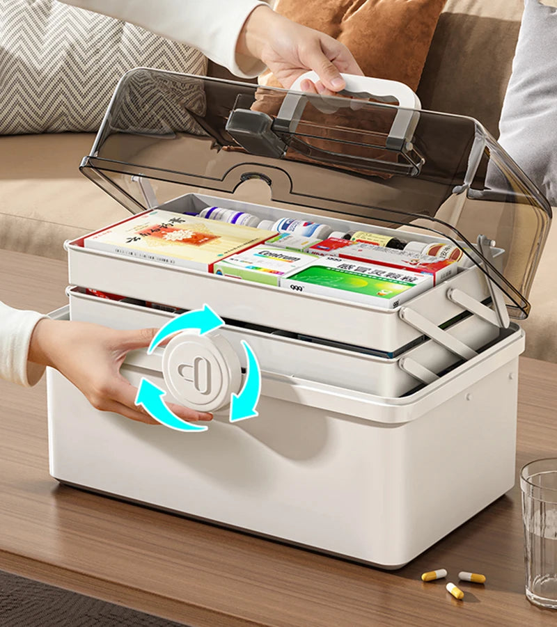 3 Layers Large Capacity Family Medicine Organizer Storage Box