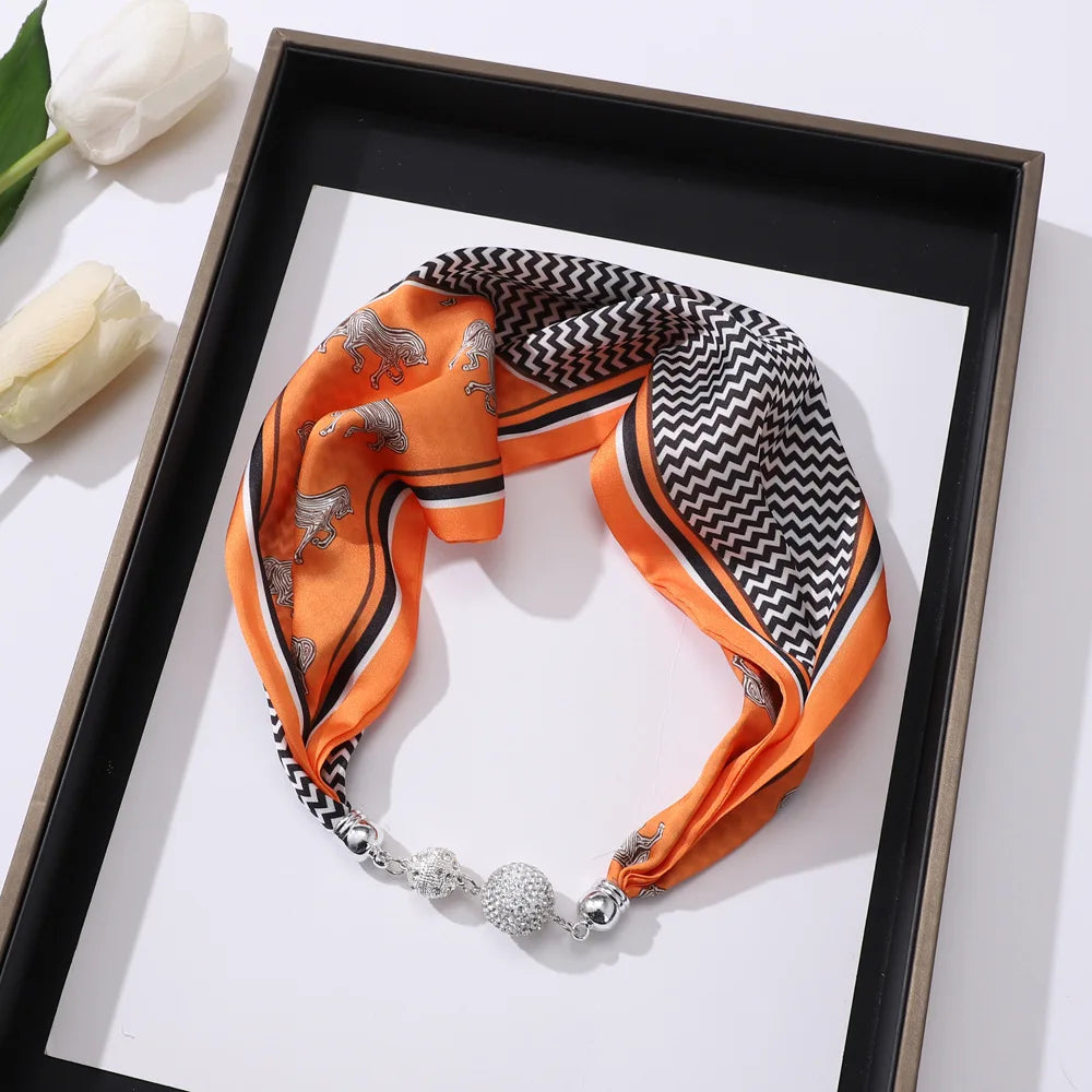 Imitation Silk Scarf Magnetic Buckle Necklace Pendant Wearing Spring and Autumn Cervical Protection for Women
