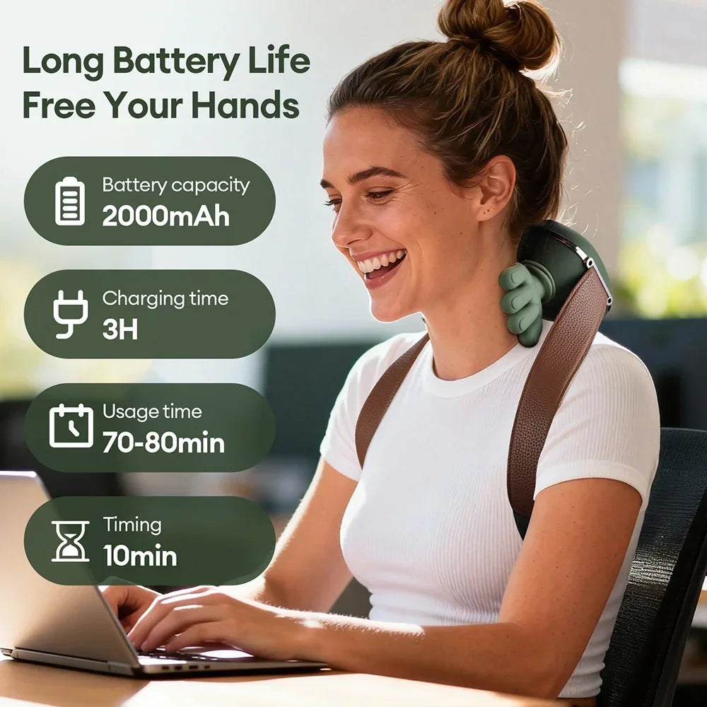 Electric Neck Shoulder Massager 4D Kneading Simulated Human Hand
