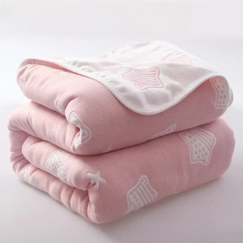 High Quality Cotton Sheet Six Layer Gauze Towel Quilt Summer Cool Blanket Children's Baby Blanket Adult Blanket Bedding