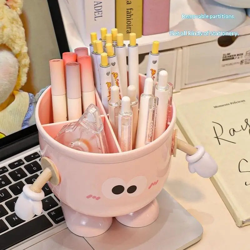 Creative Big Eyes Pencil Holder With Hook Table Stationery Storage Box Pen Holder Rack Student Children Girls Desk Organizer