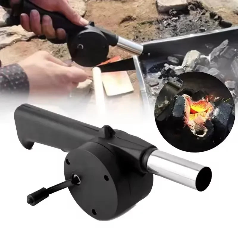 Outdoor Barbecue Fan Hand-cranked Air Blower Portable BBQ Grill Fire Bellows Tools Picnic Camping Accessories Barbeque