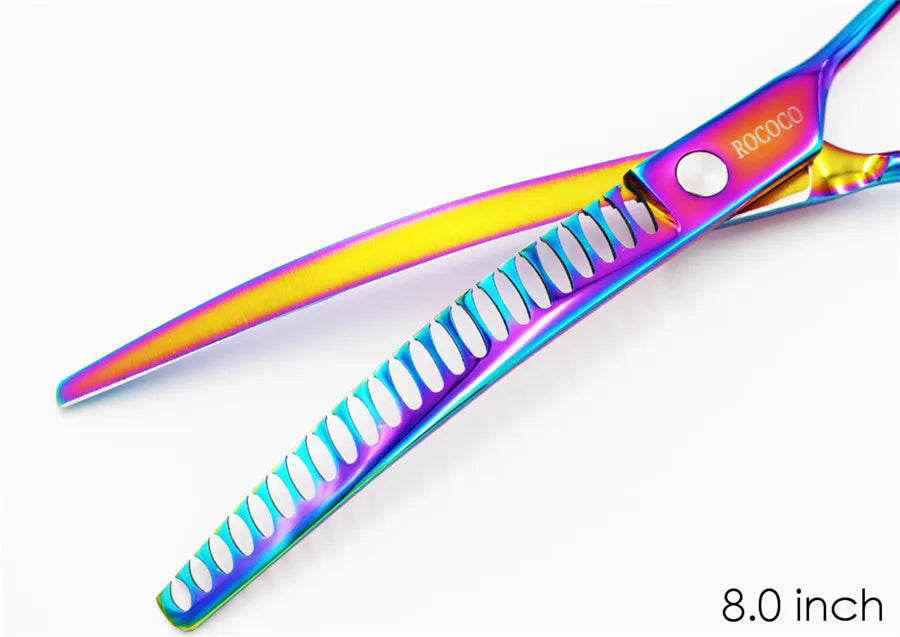 Professional 8 inch 7 inch 6.5" High Quality Pet Dog Grooming Scissors Curved Shark Thinning Shears Cat Dog Barber Scissors