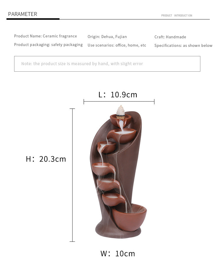 1pc,Handmade Torch Design Waterfall Incense Burner Creative Home Decor Incense Holder Portable Ceramic Censer (Without Incense)