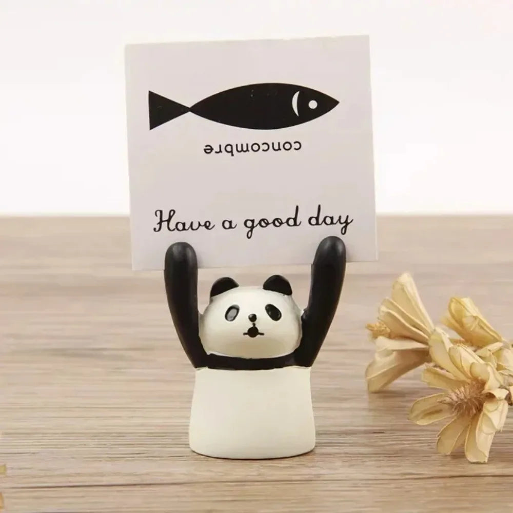 Decorations Creative Cartoon Card Holder Cute Resin Cartoon Style Korean Stationery Office Desk Organizer Mini Display Stand