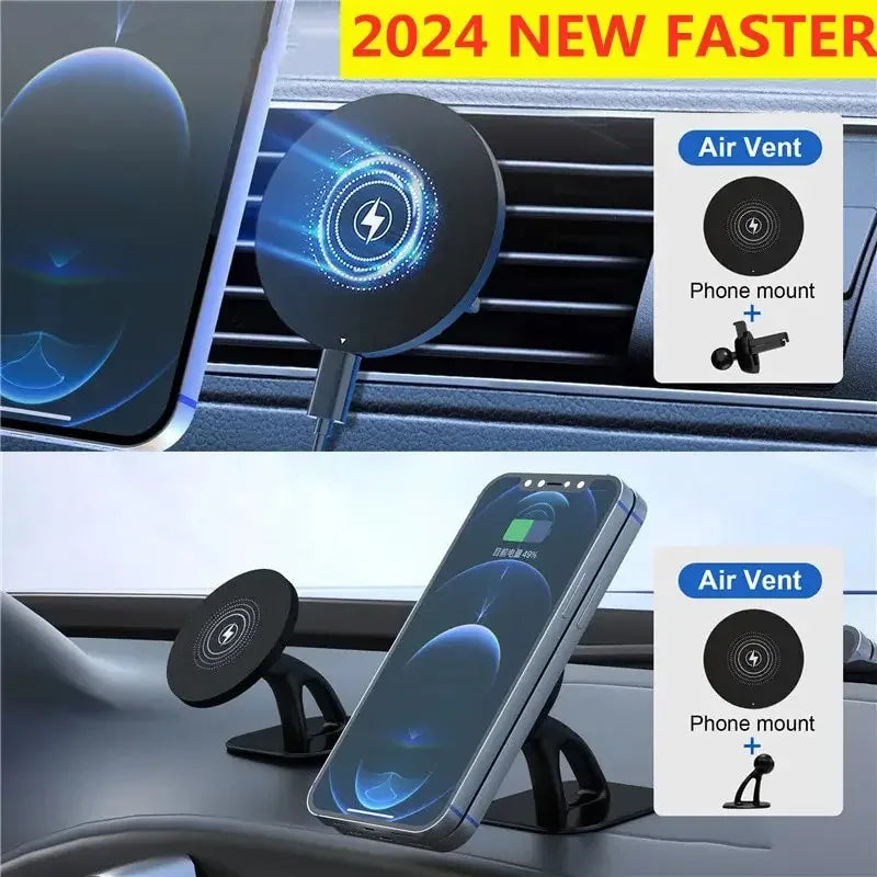 Magnetic Car Wireless Charger Magnet Fast Charging Station Car Phone Holder Mount for iPhone 17 16 15 14 13 Pro Max Min Macsafe