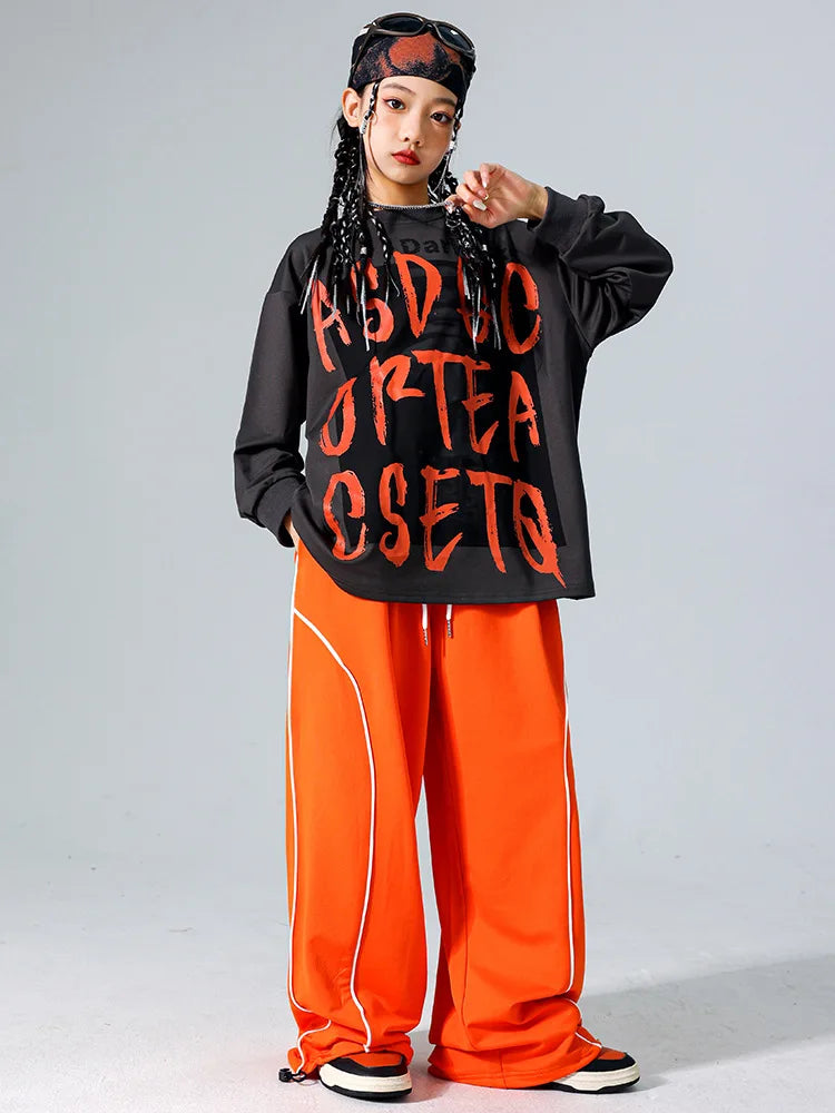 Boys Hip Hop Cool Sweatshirt Vest Cargo Pants Girls Fashion Jazz Street Dance Costume Children Clothes Set Kids K-pop Streetwear