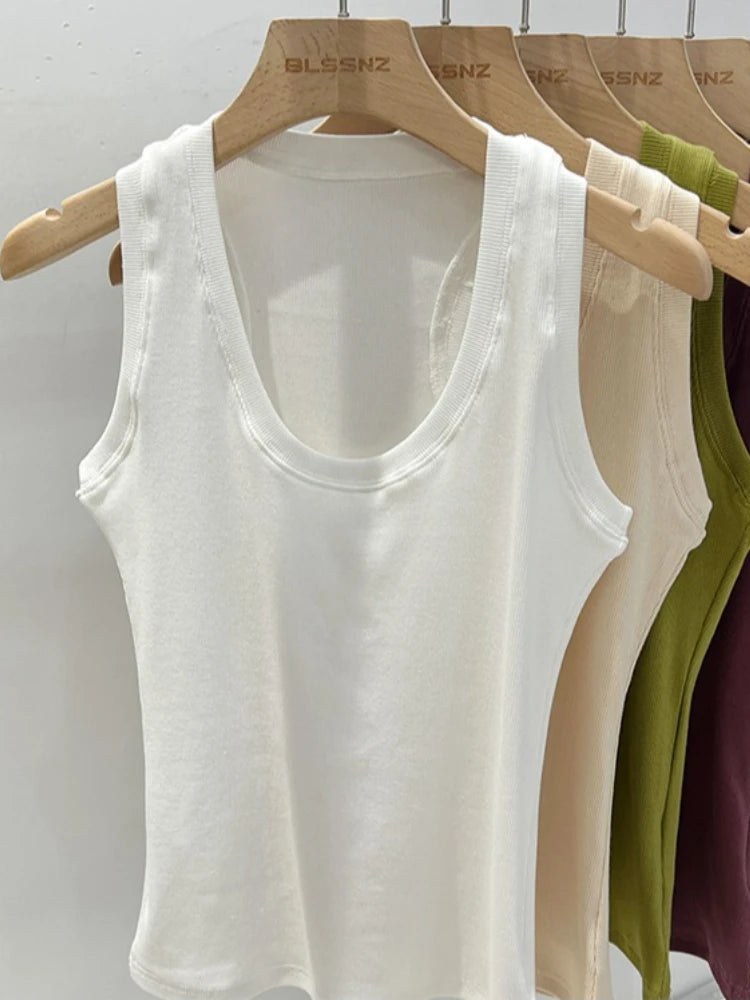 Zjaiss Women's Tank Tops Solid Camisole Summer Slim Versatile Y2K