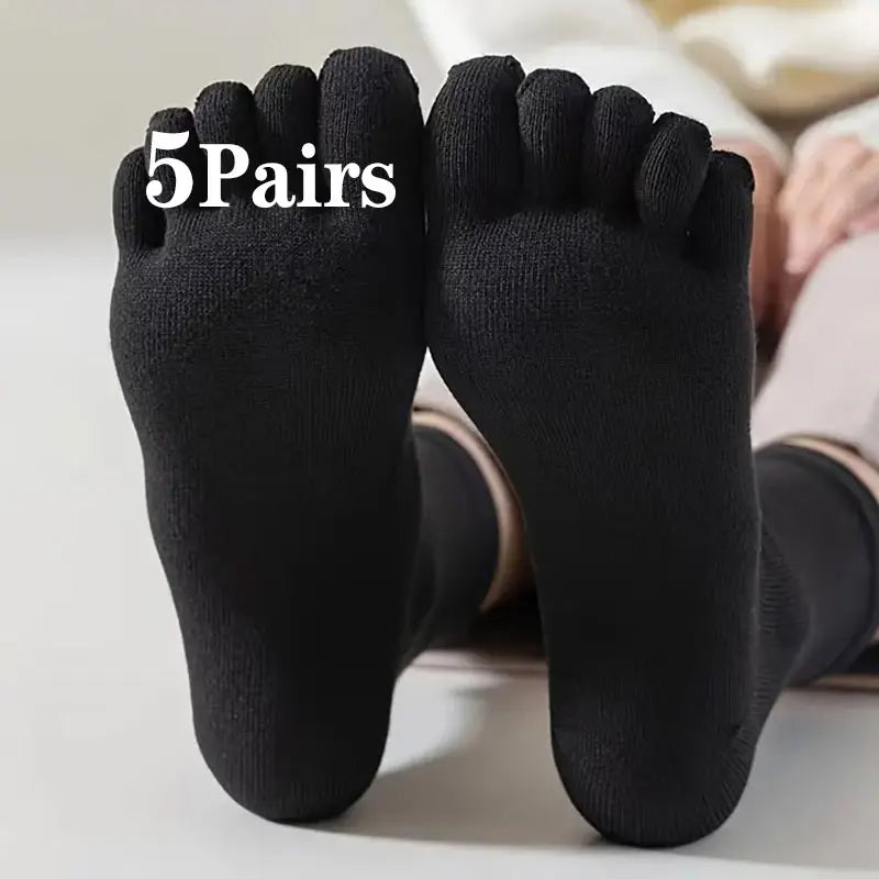12/5/1pairs Five Finger Socks Pure color Sweat Absorbing Mid Tube Split Toe Socks Toes Socks Sports Tab Socks for Men and Women