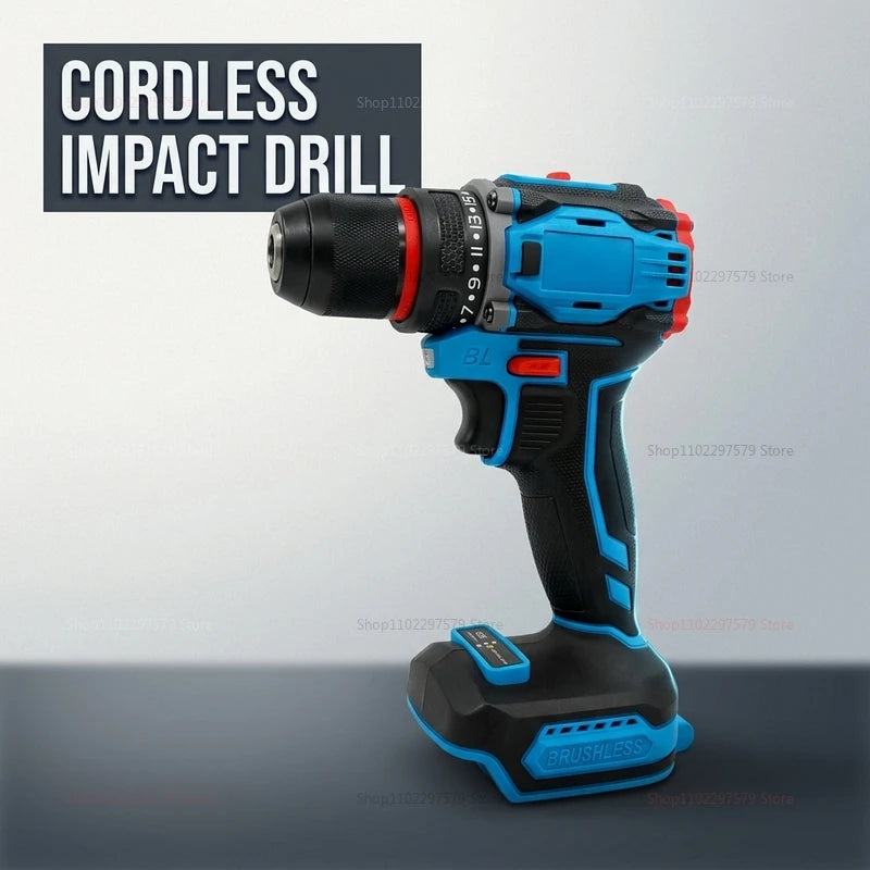 18V Brushless Cordless Electric Drill and Impact Driver Set