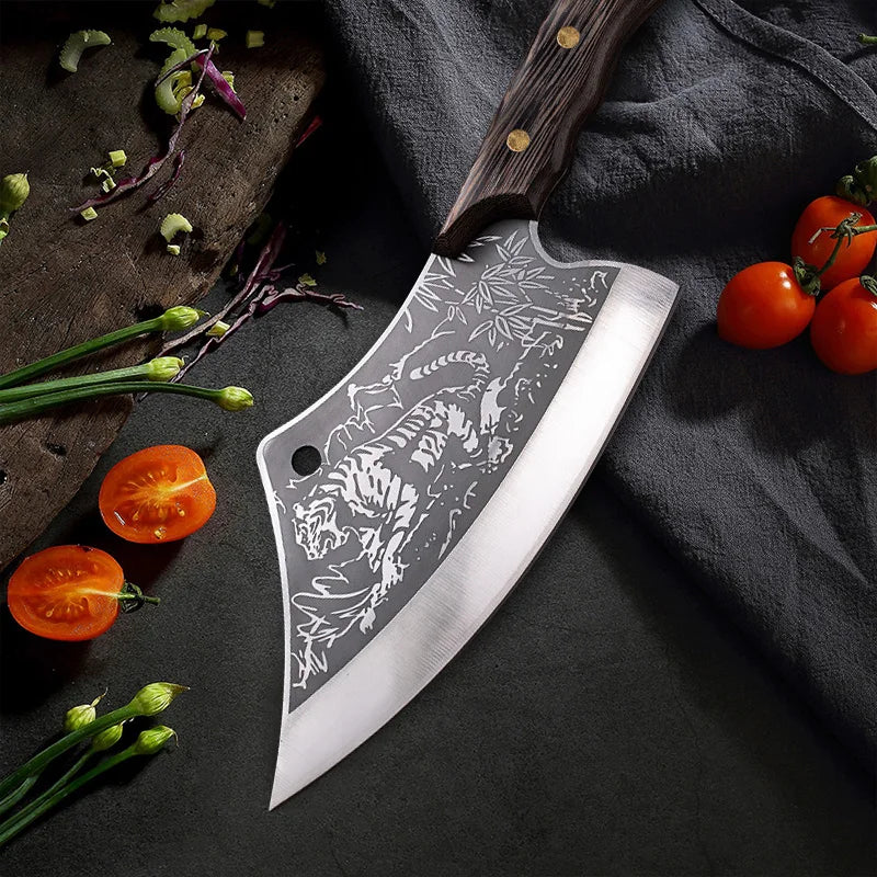 Hand Forge Blade Kitchen Knives Utility Chop Vegetables Cleaver Meat Boning Butcher Knife Wood Handle Chef Barbecue Cooking Tool