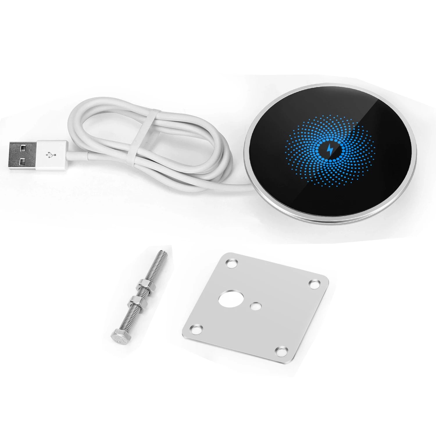 QI Wireless Charger Waterproof Aluminum Mirror Built-In for iPhone13-15 Pro Max Office Public Desktop Wireless Charger Built in