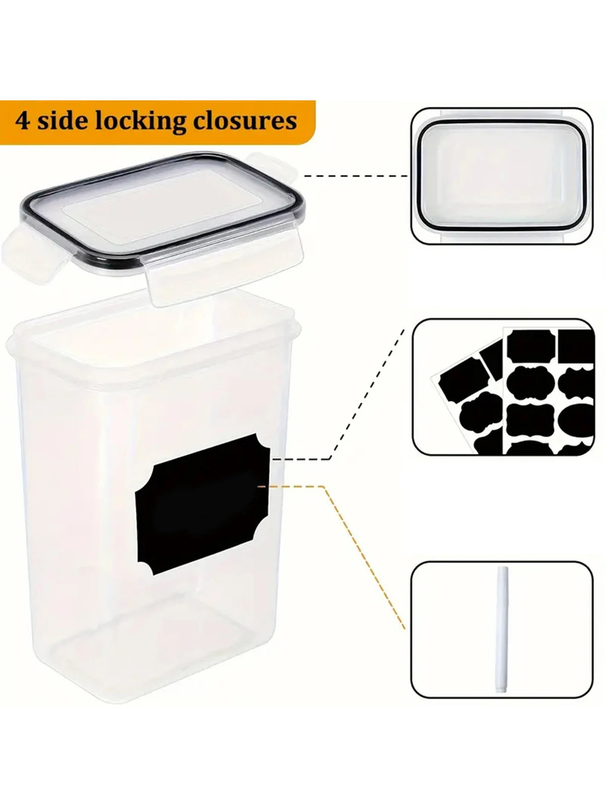 Airtight Food Storage Containers with Labels for Flour Grains