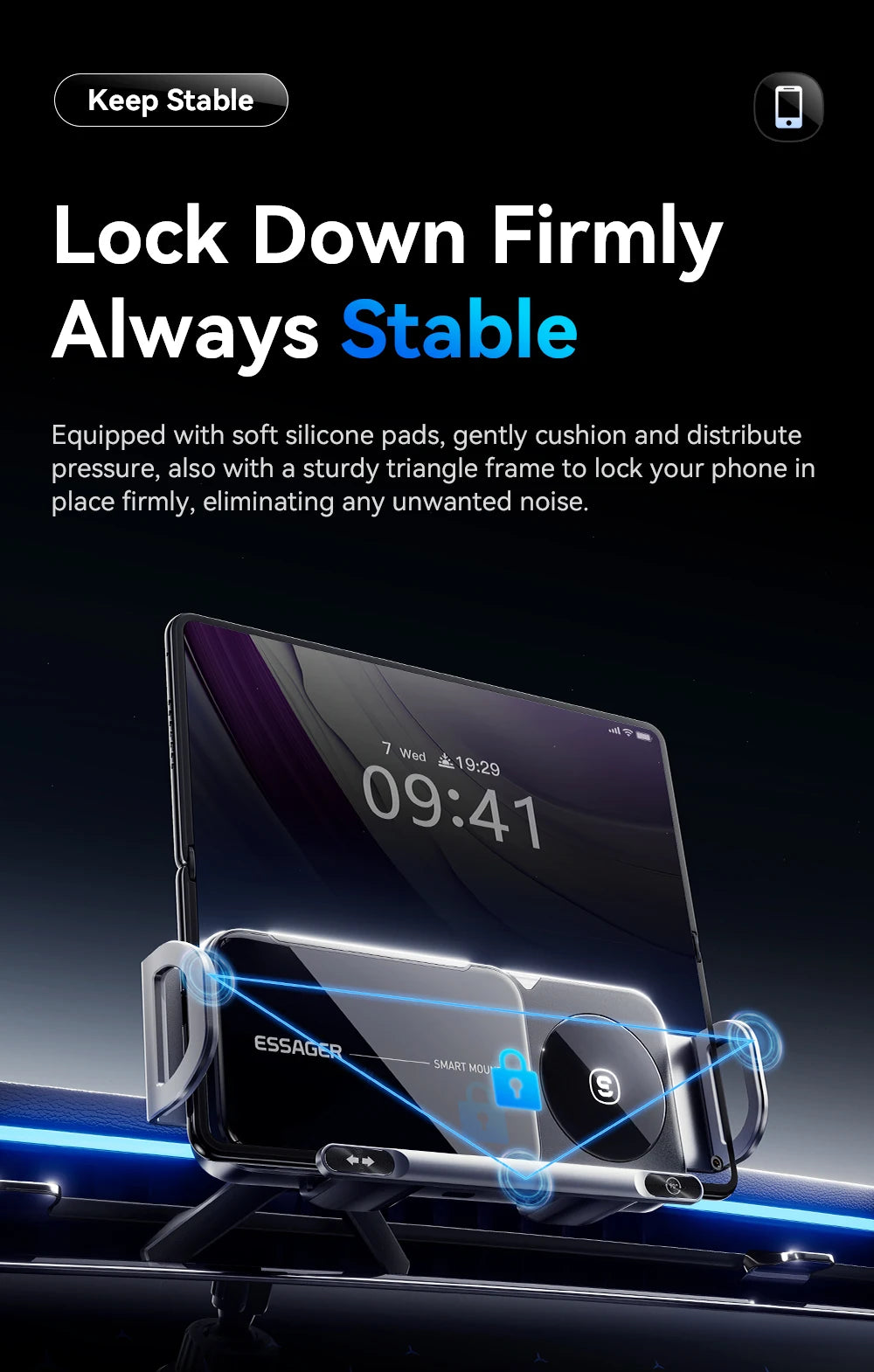 Essager 15W Car Wireless Charger Dual Coil One-Touch Rotatable Car Phone Holder For Samsung Galaxy Z Fold6 5 4 Flip 6 5 4 iPhone