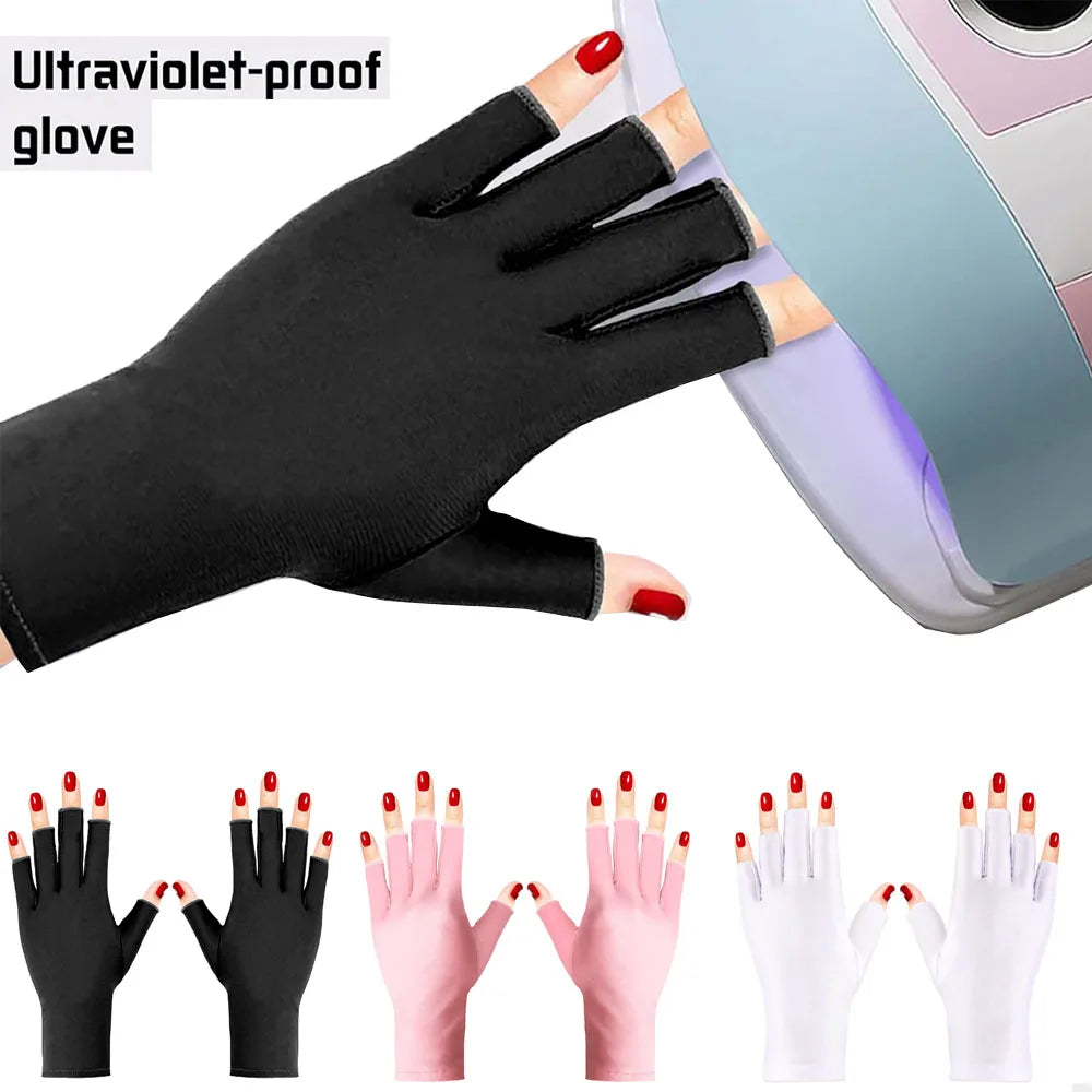 Anti-UV Gloves for Nail Lamp, Professional UPF50+ UV Protection Glove for Manicures, Art Skin Care Fingerless, Women Men