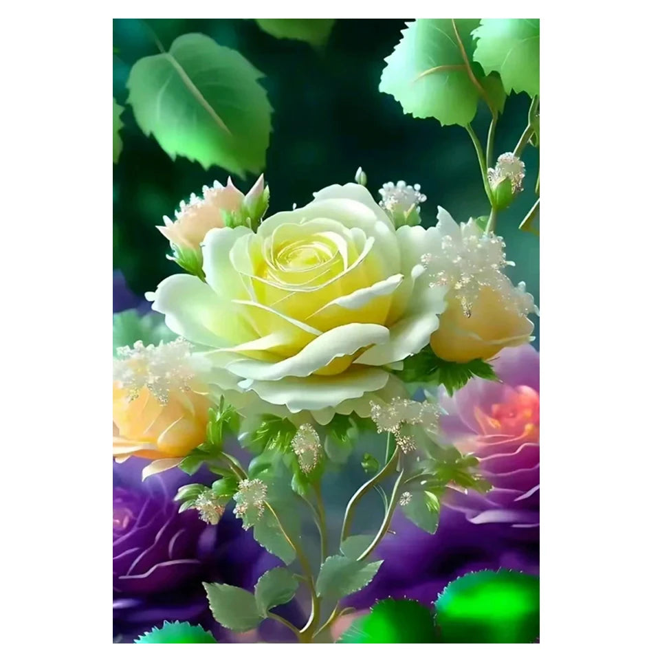 Fairy Dust AB Diy 5D Diamond Painting New Arrival 2024 Gold color Roses Full Mosaic Cross stitch Embroidery Flowers Home Decor