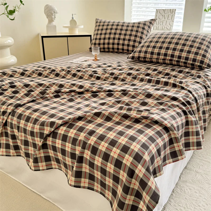 1pc Washed Cotton Flat Bed Sheets Single/Queen/King Size Bed Cover for Double Bed Flower Printed Soft Bed Sheets Top Sheets Set