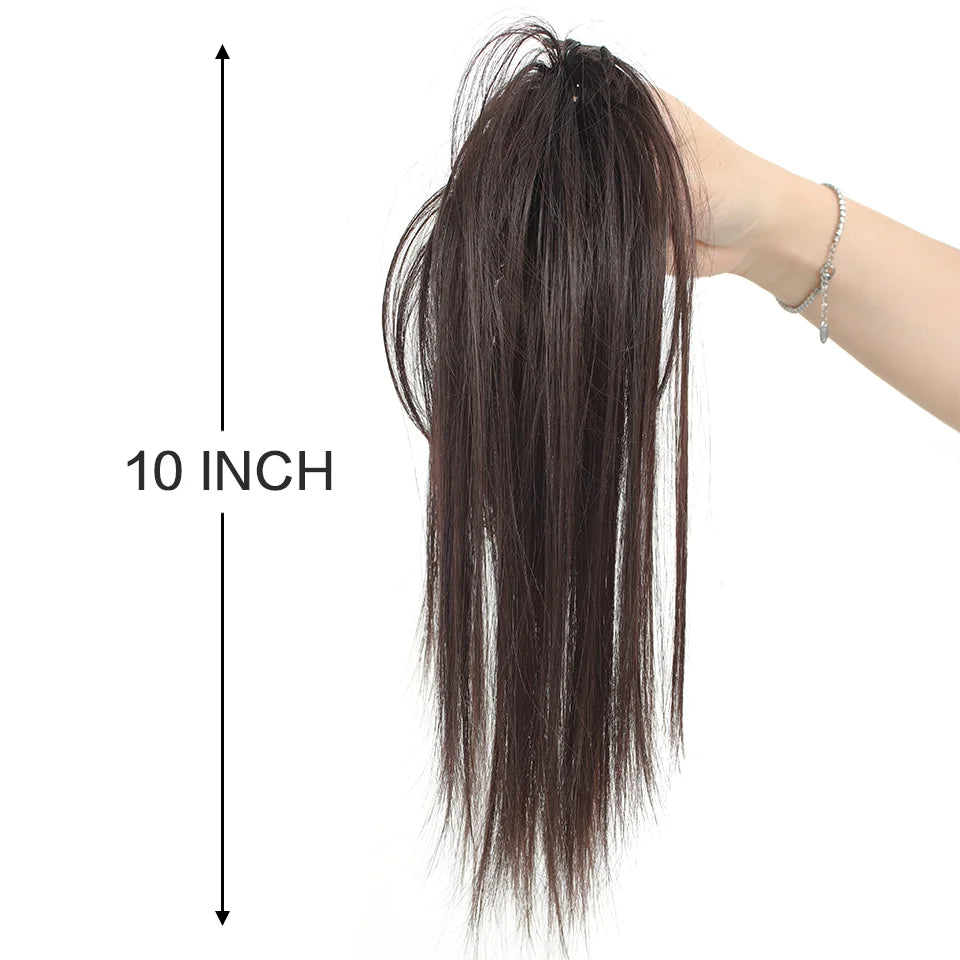 Short Straight Claw Clip Ponytail Extensions Synthetic Layered