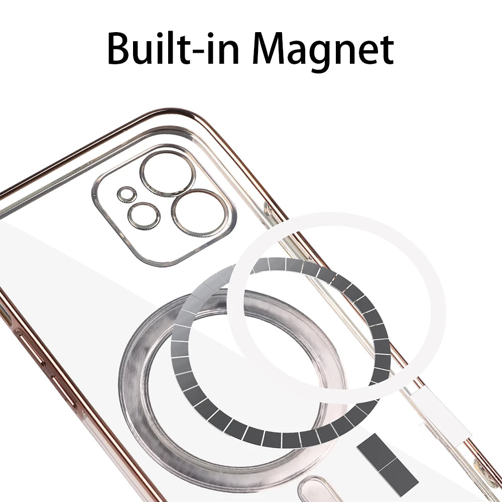 Luxury Plating Silicone Magnet Case For iPhone 14 13 12 11 Pro Max 12 13Mini Wireless Charger Magsafing Electroplate Soft Covers