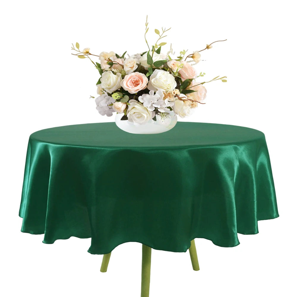 Round 108" Satin Tablecloth For Wedding Christmas Baby Shower Birthday Party Decoration Restaurant Coffee/Dining Table Cover