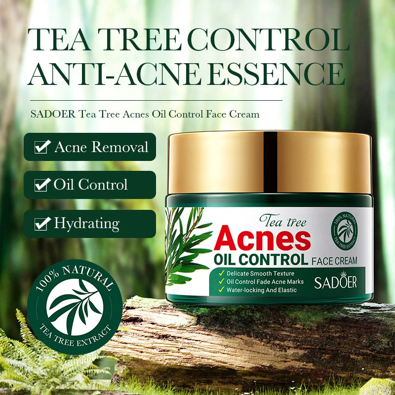 Tea Tree Acne Removing Cream Facial skincare Oil Control Face Gel Creams Hydrating Moisturizing Facial Cream Skin Care Set
