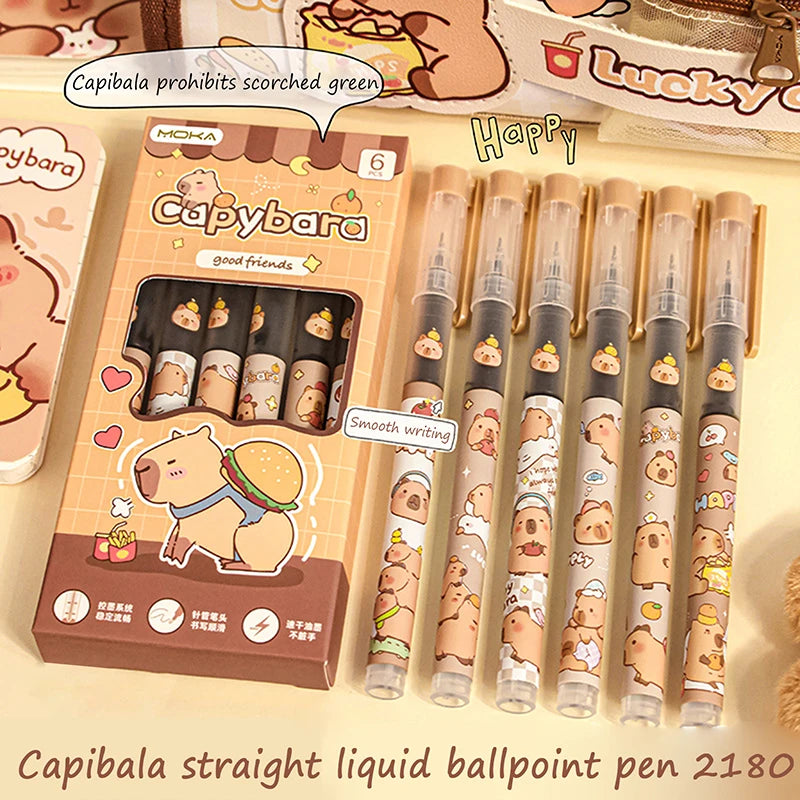 Cute Anime Capybara Straight Liquid Ballpoint Pen Neutral Pen