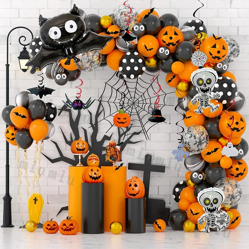 Black and Orange Halloween Balloon Garland Arch Kit