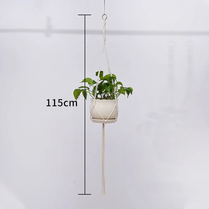 Handmade Macrame Plant Hanging Basket Garden Pots Holder Balcony Macrame Wall Hanging Decoration Knotted Lifting Rope Home Decor