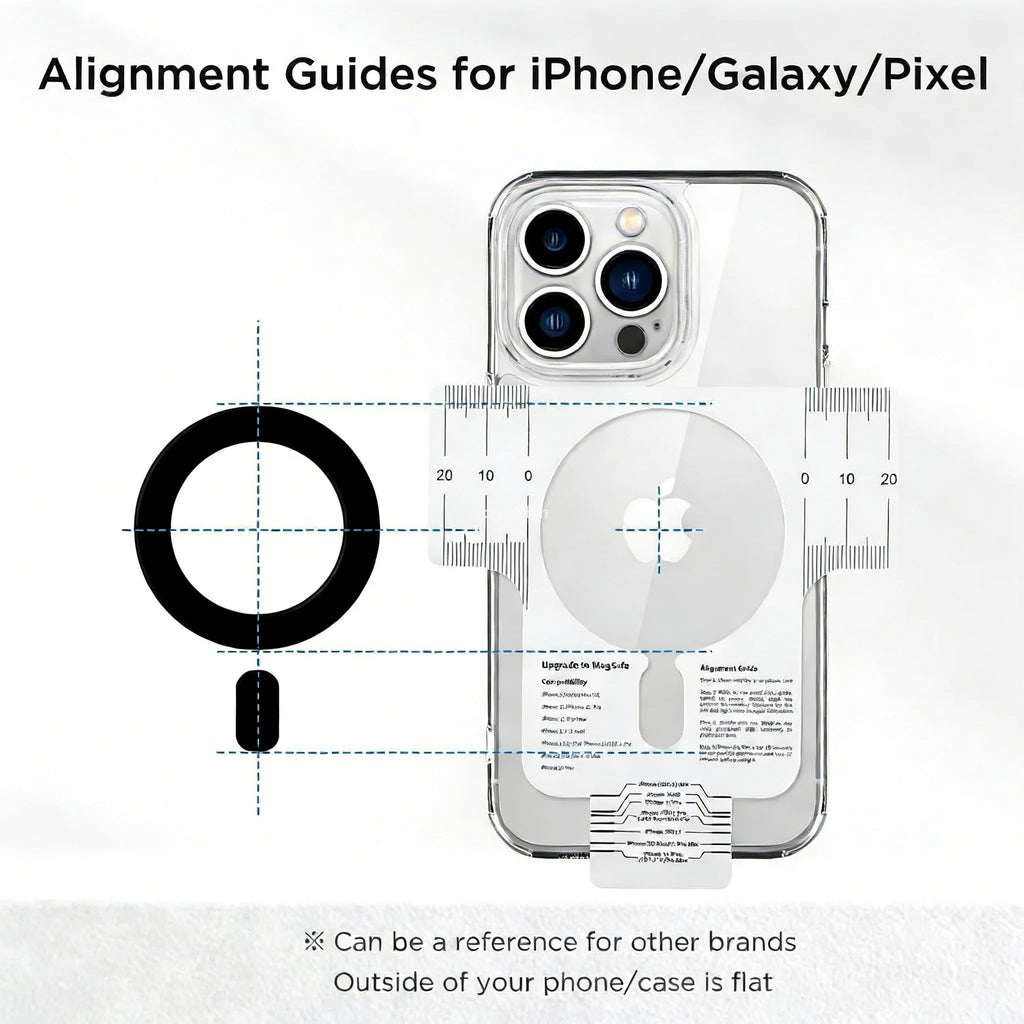 Magnetic Ring Sticker - Magsafe Compatible, Universal Adapter for iPhone 16-12 Series, Samsung Galaxy, Pixel & Phone Cases