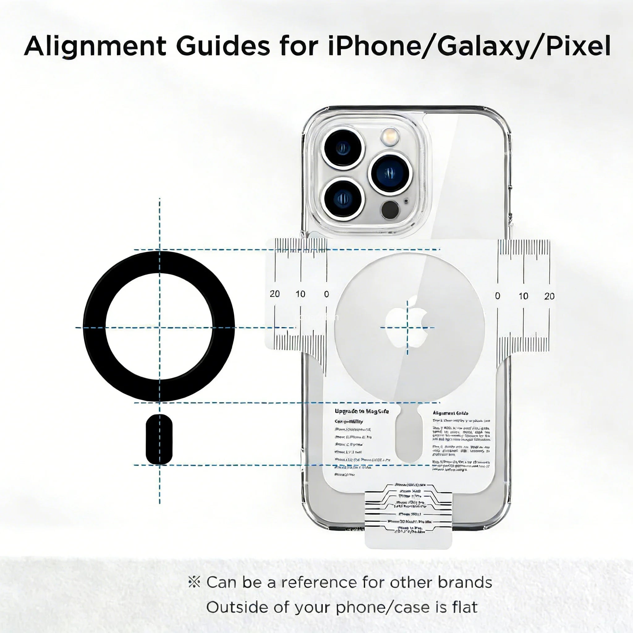 Magnetic Ring Sticker - Magsafe Compatible, Universal Adapter for iPhone 16-12 Series, Samsung Galaxy, Pixel & Phone Cases