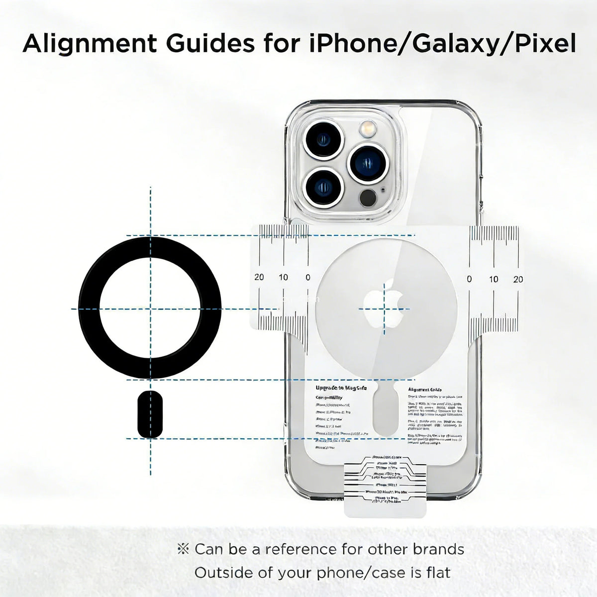 Magnetic Ring Sticker - Magsafe Compatible, Universal Adapter for iPhone 16-12 Series, Samsung Galaxy, Pixel & Phone Cases